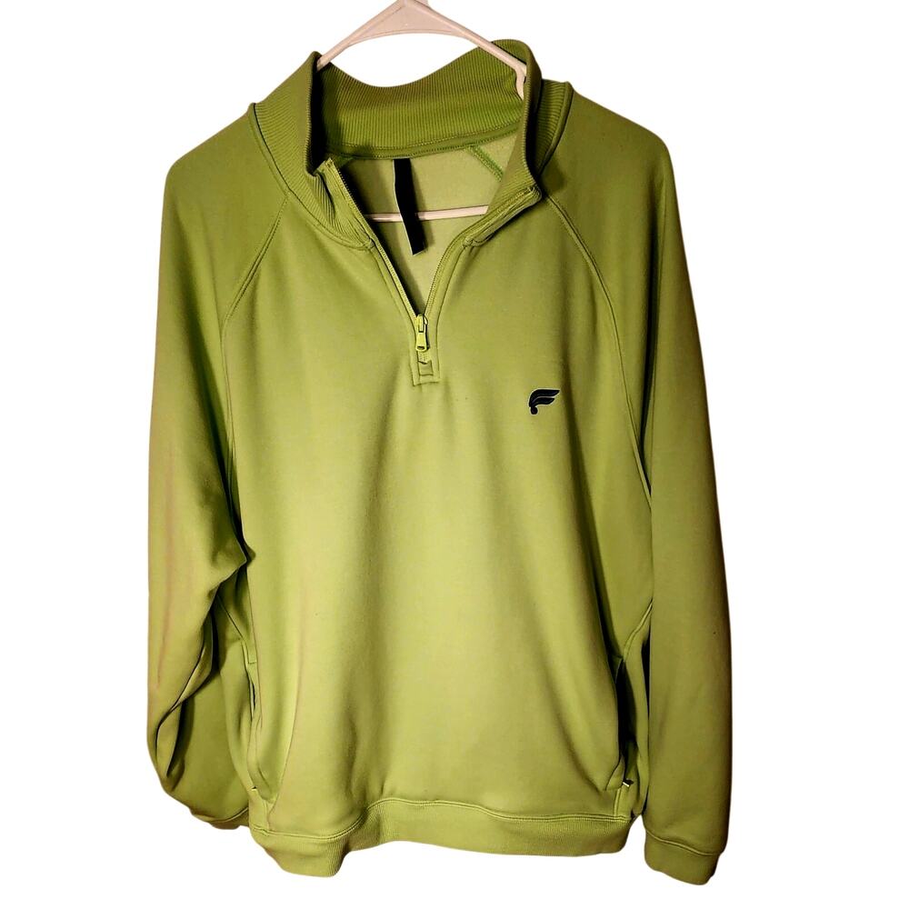 Fila Mens XXL 1/4 Zip Pullover Sweatshirt Lime Green Fleece Athletic Sweater